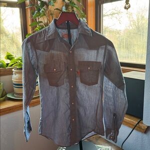 70’s Levi Strauss & Co. Denim Western Shirt boys 14 Blue Long Sleeve Button Up